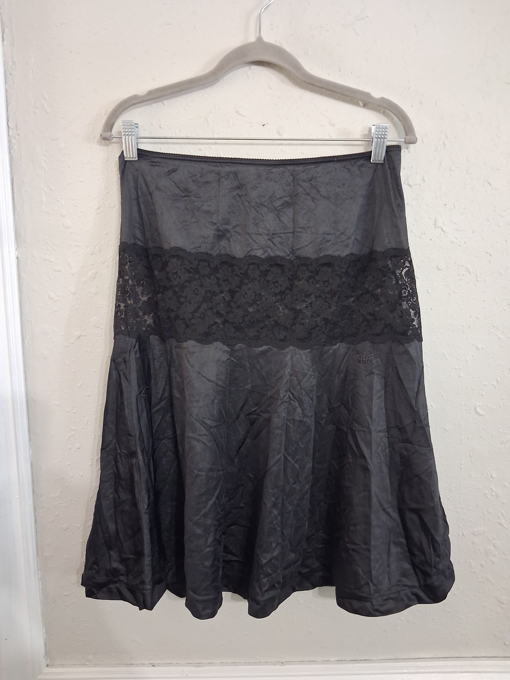 Vintage 70s Diane von furstenberg slip mini skirt lace nylon usa small pinup